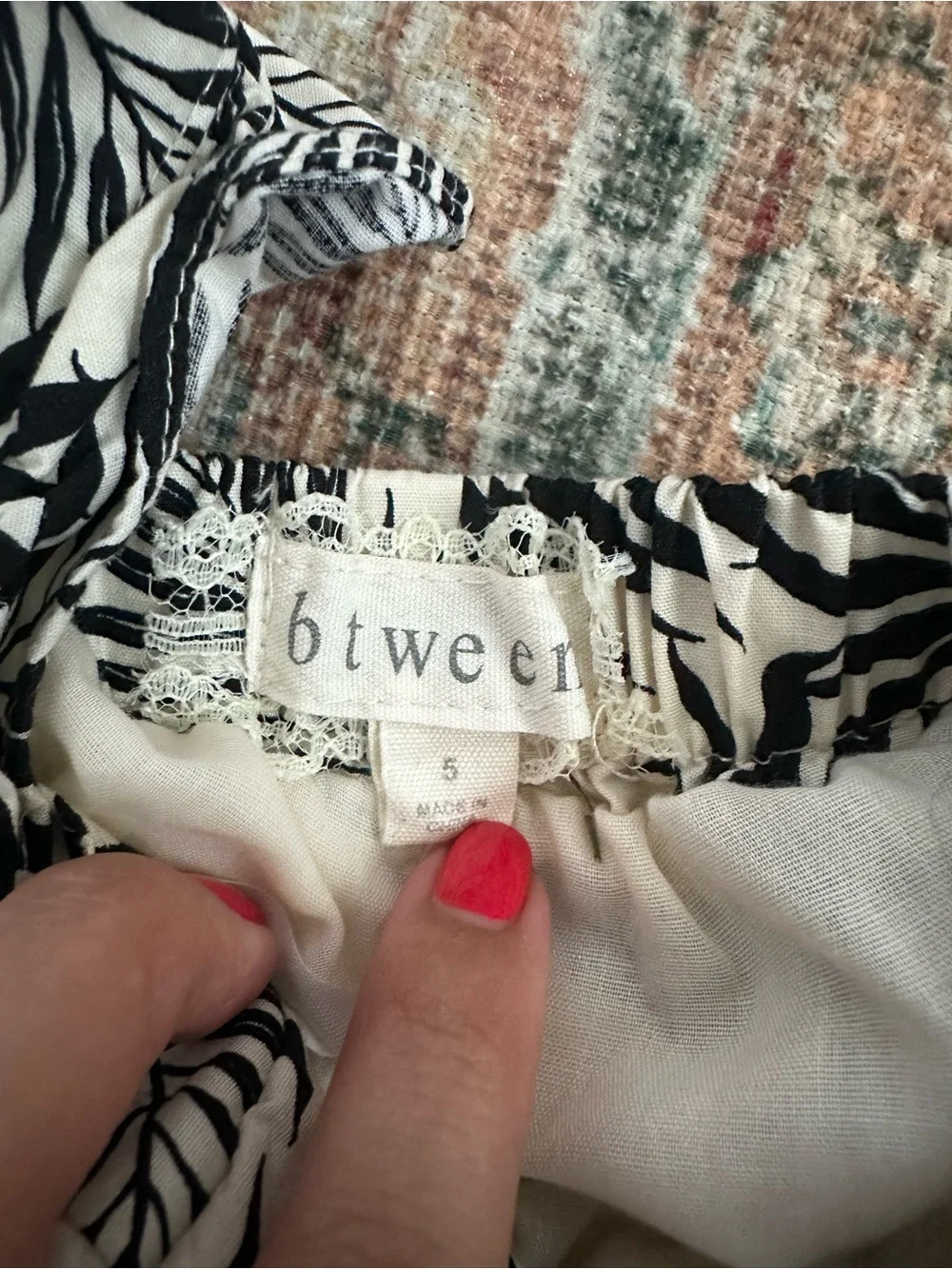 Btween Girls Black & White Palm-Print Matching Set - Picture 3 of 5